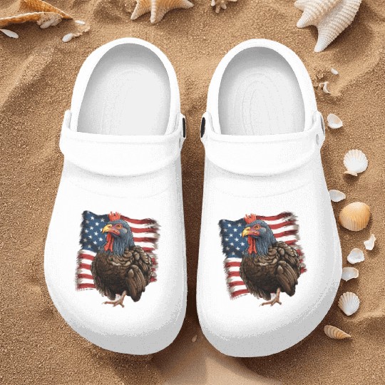 Funny thanksgiving turkey with USA flag Nurse Clogs