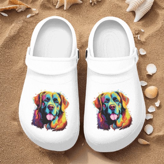 Watercolor Colorful Great Pyrenees Nurse Clogs