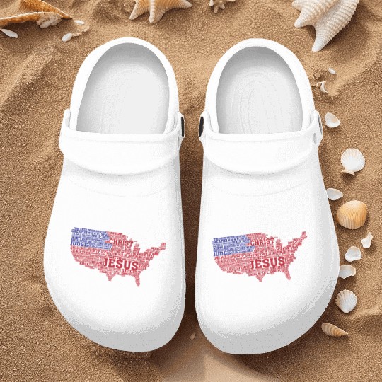 Divine Geography: Jesus' USA Map Nurse Clogs