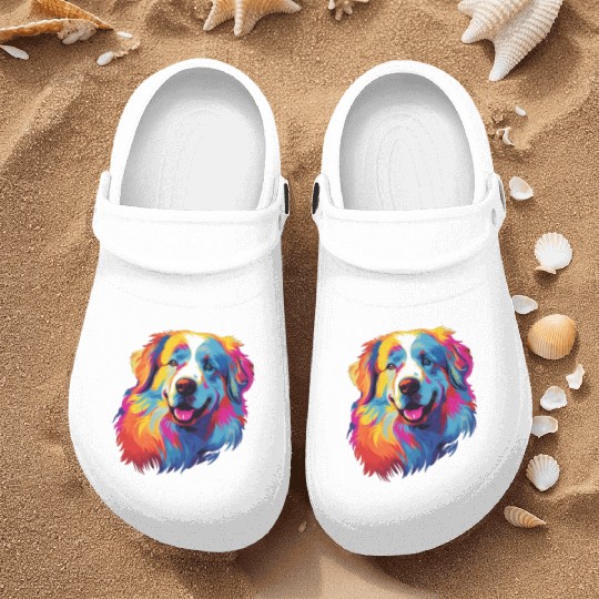 Watercolor Colorful Great Pyrenees Nurse Clogs