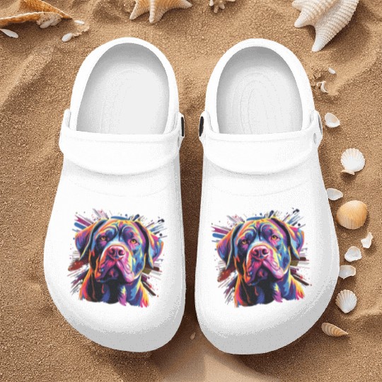 Watercolor Colorful Cane Corso Nurse Clogs