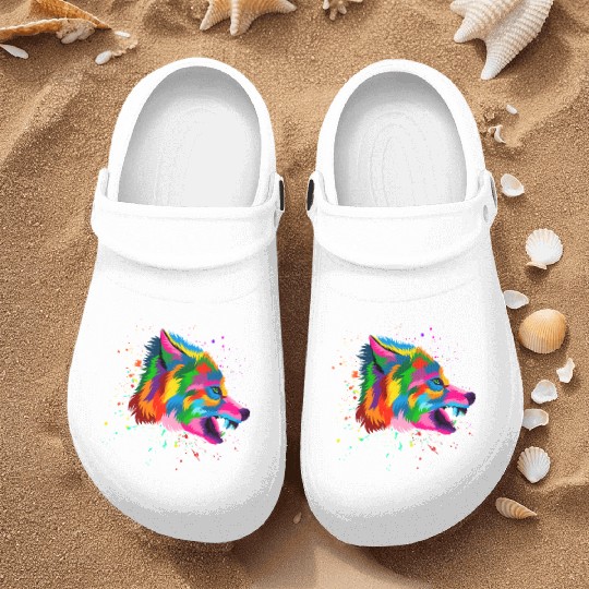 Angry Wolf Head Nurse Clogs