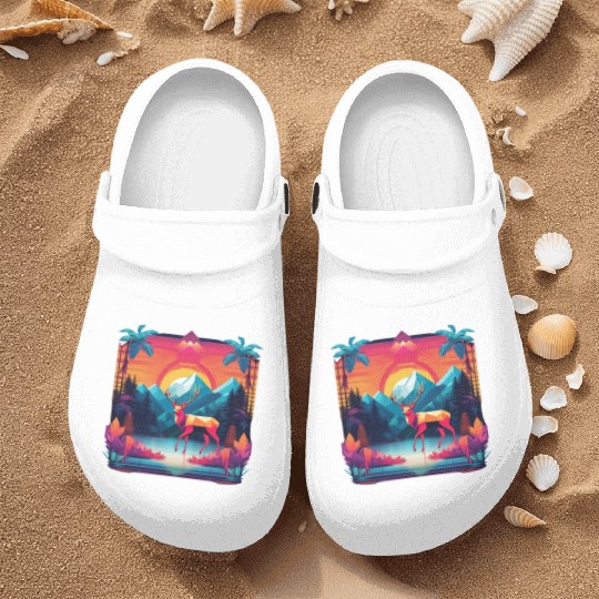 Palm Pixels Paradise Nurse Clogs