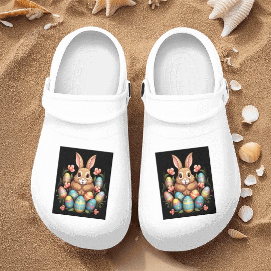 Easter Bunny Rabbit Colorful Eggs Easter Egg Hunt Nurse Clogs