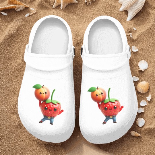 Dancing strawberry with peach Nurse Clogs