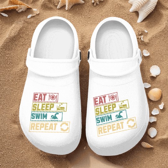 Eat sleep swim repeat hobby Nurse Clogs