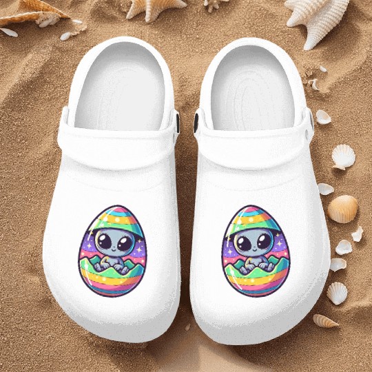 Alien Easter Egg Hatching: Colorful Surprise Nurse Clogs