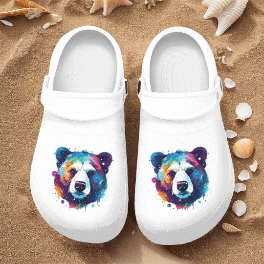 Cool Colorful Galaxy Bear Nurse Clogs