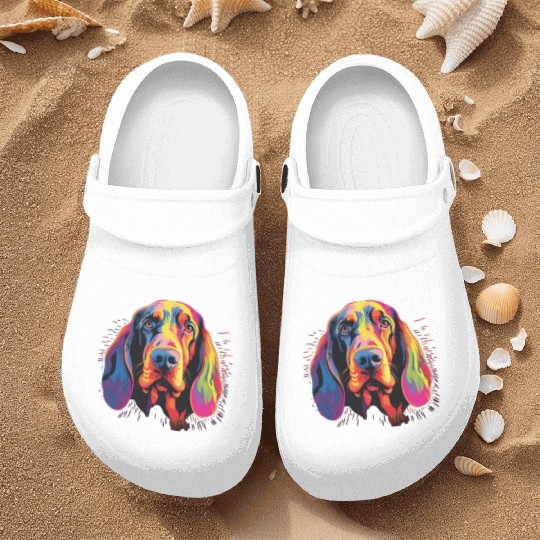 Watercolor Colorful Black And Tan Coonhound Nurse Clogs