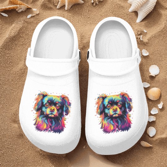 Watercolor Colorful Tibetan Spaniel Nurse Clogs