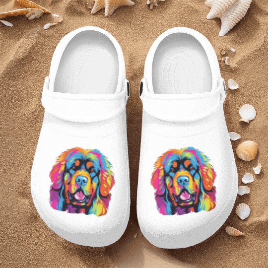 Watercolor Colorful Tibetan Mastiff Nurse Clogs