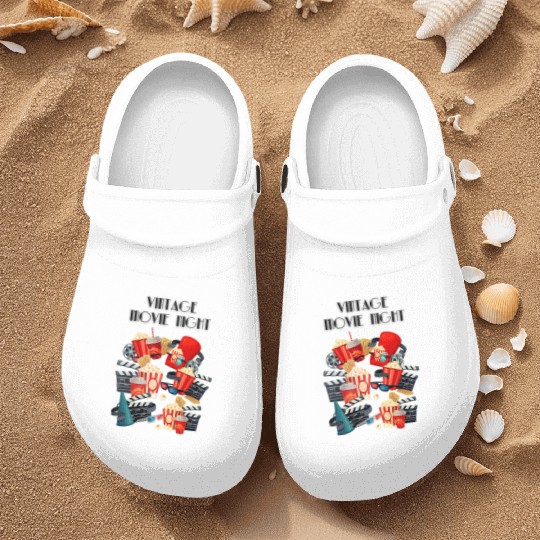 Popcorn Vintage Movie Night Nurse Clogs