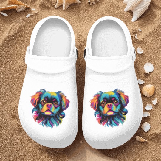 Watercolor Colorful Tibetan Spaniel Nurse Clogs
