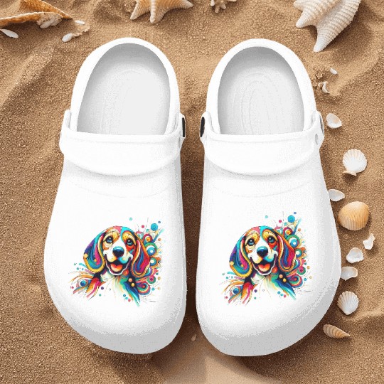 Сheerful abstract beagle Nurse Clogs