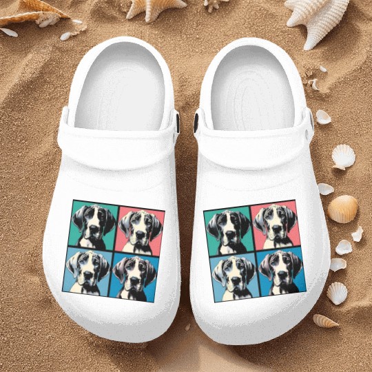 Pop Retro Great Dane Art - Dog Portrait Nurse Clogs