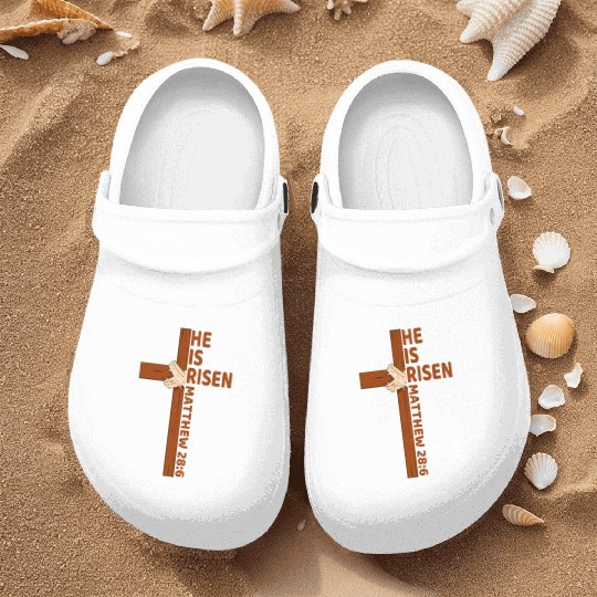 He Is Risen Matthew 28:6 Christian Easter Jesus Nurse Clogs