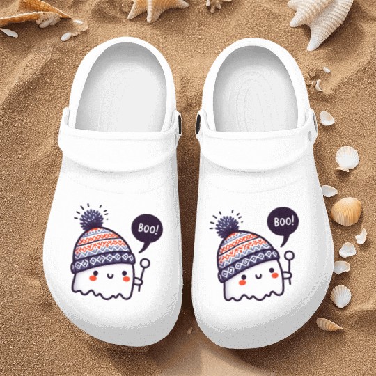 Ghostly Surprise with Knitted Hat Nurse Clogs