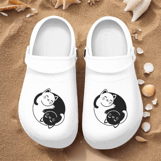 Yin and Yang Cats Nurse Clogs