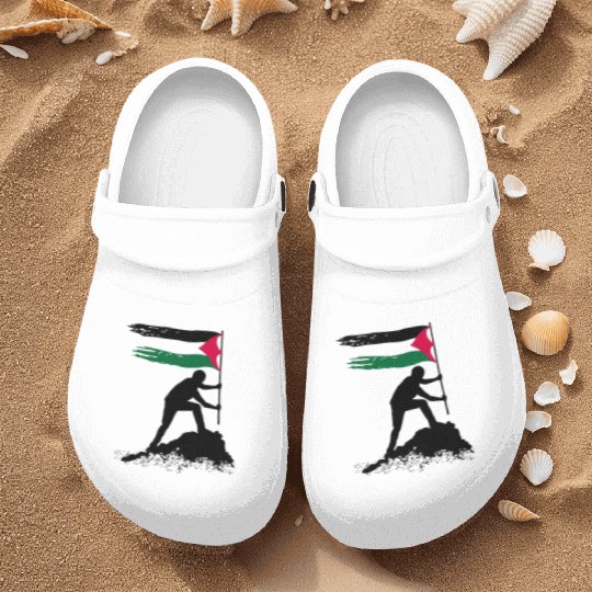 free palestine standing flag silhouette Nurse Clogs