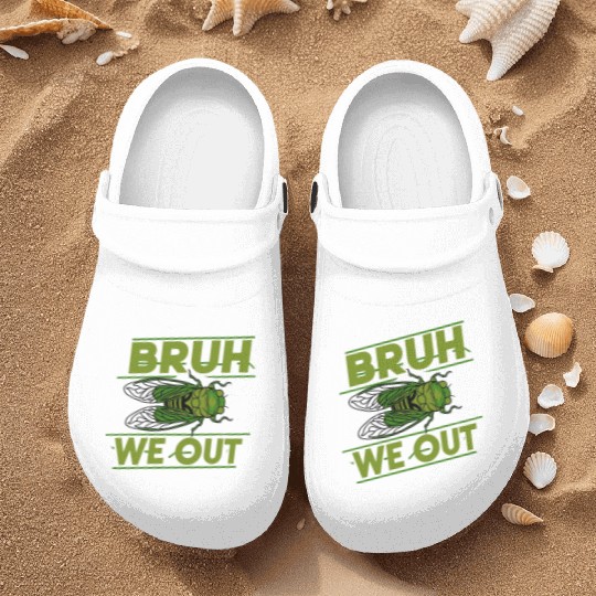 Bruh We Out Green Cicada Nurse Clogs