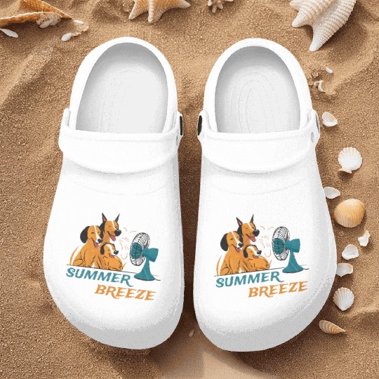 Summer Breeze with funny dogs Nurse Clogs
