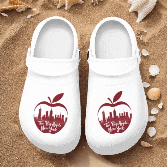 NYC Skyline Apple: Creative Nurse Clogs