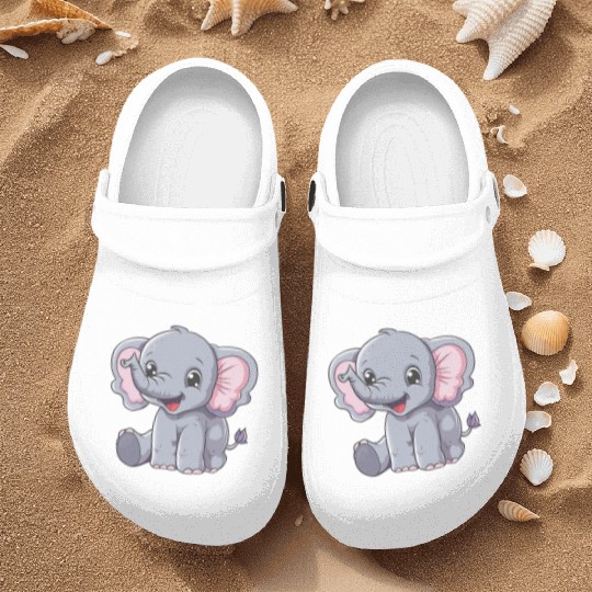 Adorable Baby Elephant Joyful Smile Nurse Clogs