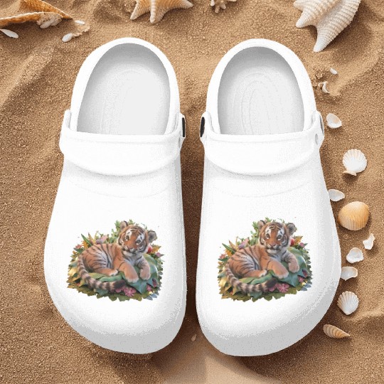 cute baby tiger Nurse Clogs