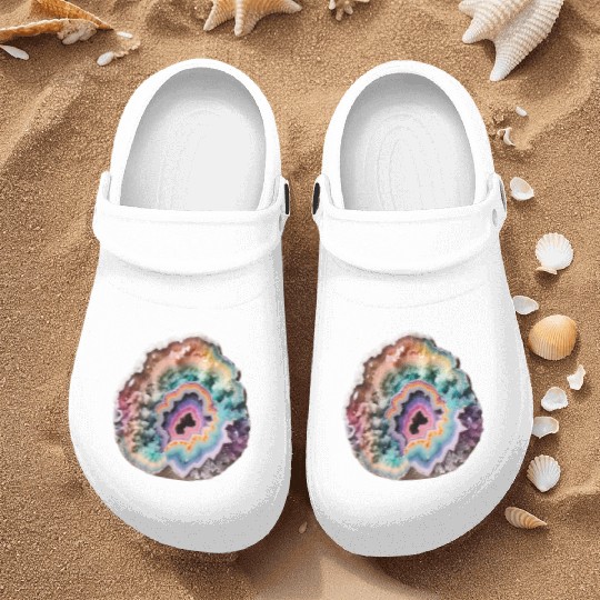 Fantasy Pastel Rainbow Geo Stone Crystal Nurse Clogs