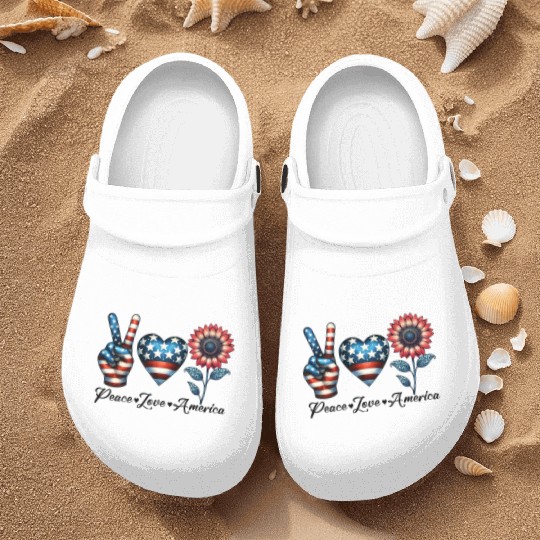 Peace Love America Nurse Clogs