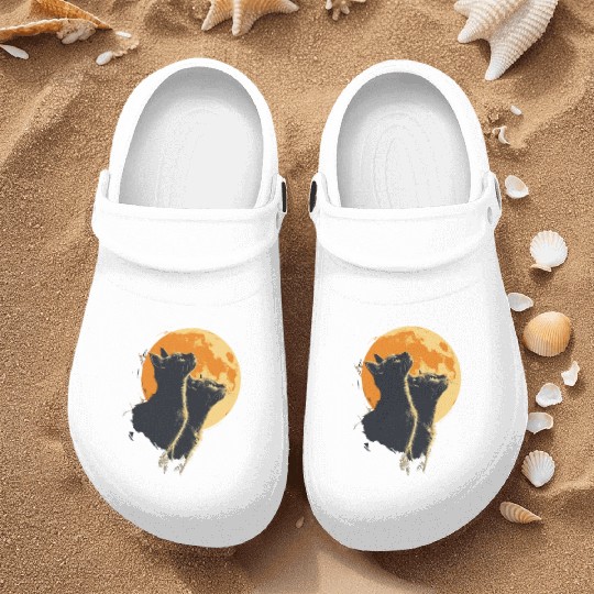 Charming Cat Duo with Moon for a Cat Lover Nurse Clogs