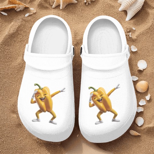 Yellow Bell Pepper Dabbing Realistic Nurse Clogs