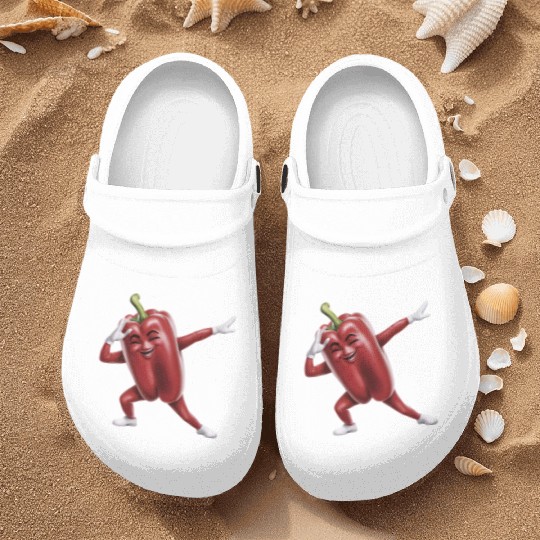 Red Bell Pepper Dabbing Realistic Nurse Clogs