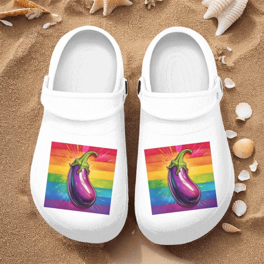 LGBTQ Eggplant Nurse Clogs