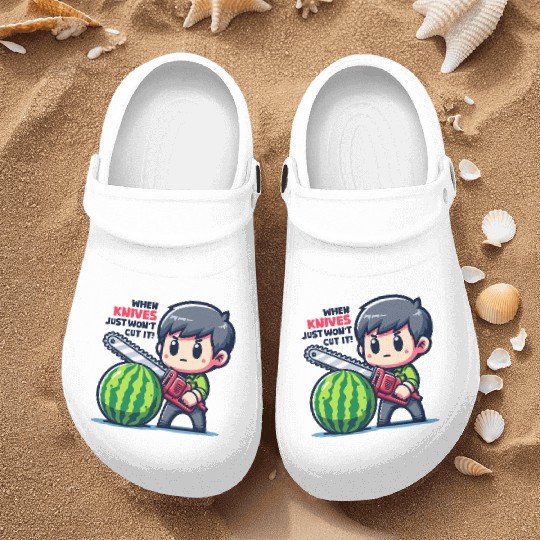 Cutting Watermelon - Melon Chainsaw Nurse Clogs