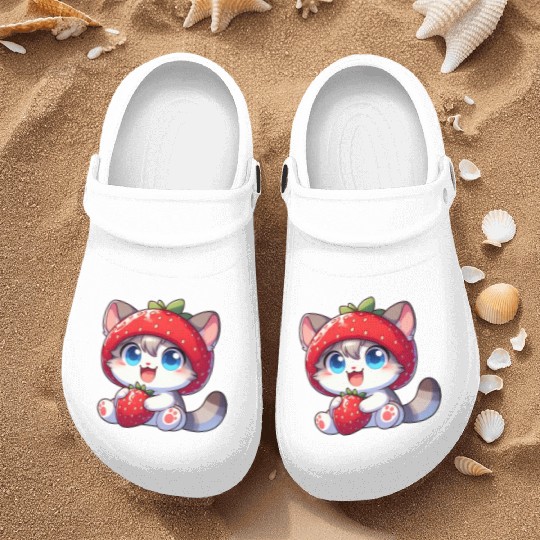 Cute Cat Strawberry Fruit Hat Quirky Nurse Clogs