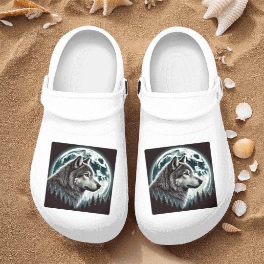 Nature Moon Alpha Cute Wolf Moon nature Nurse Clogs