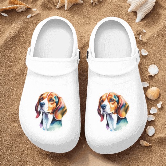 Beagle Watercolor Nurse Clogs