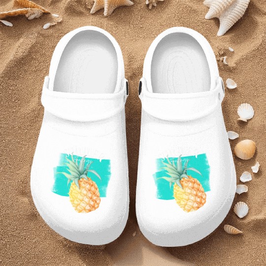 Summer Retro Pineapple Swimming Pool Vacation Gard Nurse Clogs