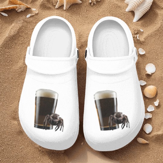 Spider Drinking Beer Realistic Nurse Clogs