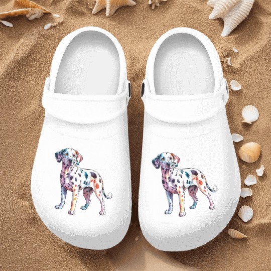 Dalmatian Dog Watercolor Nurse Clogs