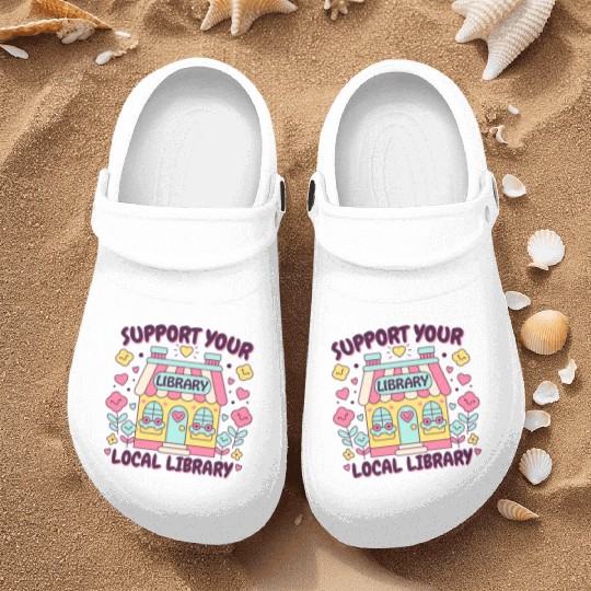 Support Your Local Library Nurse Clogs