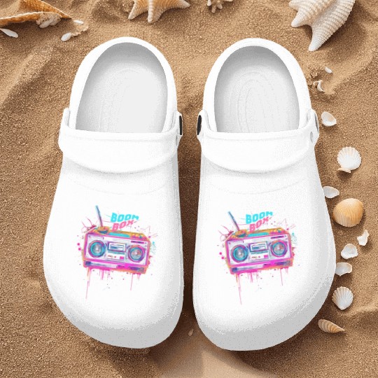 boombox 80s music Nurse Clogs