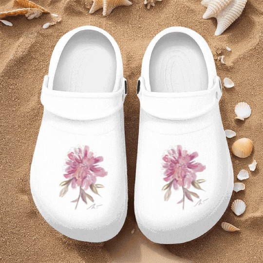 Peony loose watercolor hand-painted Nurse Clogs