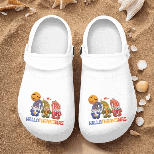 Happy Hallothanksmas Halloween Thanksgiving Gnome Nurse Clogs