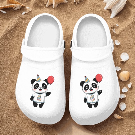 6th Birthday Panda Party Theme with Balloon Nurse Clogs