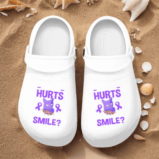 Everything Hurts Cat Purple Ribbon Fibro Awareness Nurse Clogs