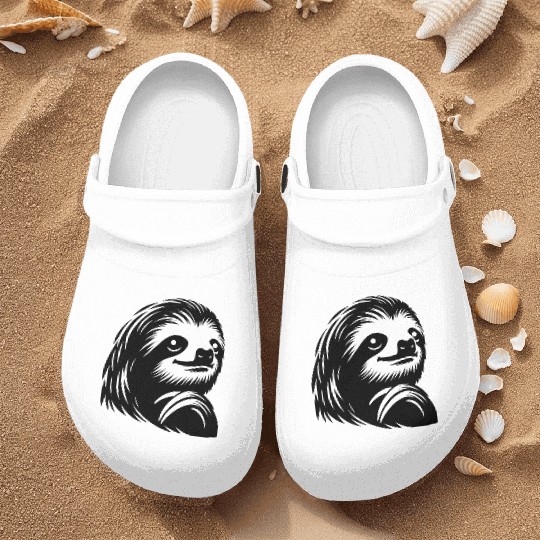 Thoughtful sloth face portrait silhouette Nurse Clogs