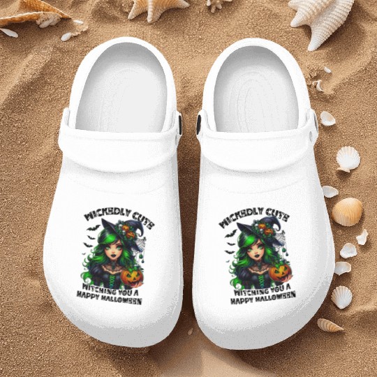 Halloween Wicked Cute Green Witch Nurse Clogs