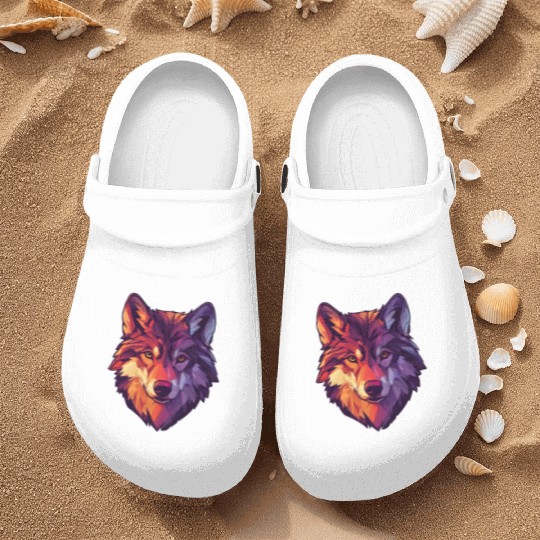 Floral Wolf Vintage Flowers Wolf Face for Wolves Nurse Clogs